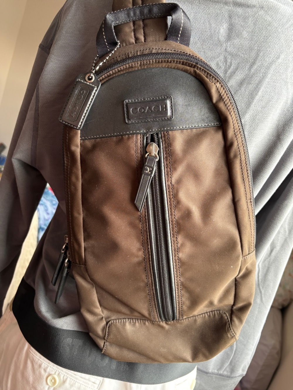 Coach Brown and Black Men’s Sling Belt Bag